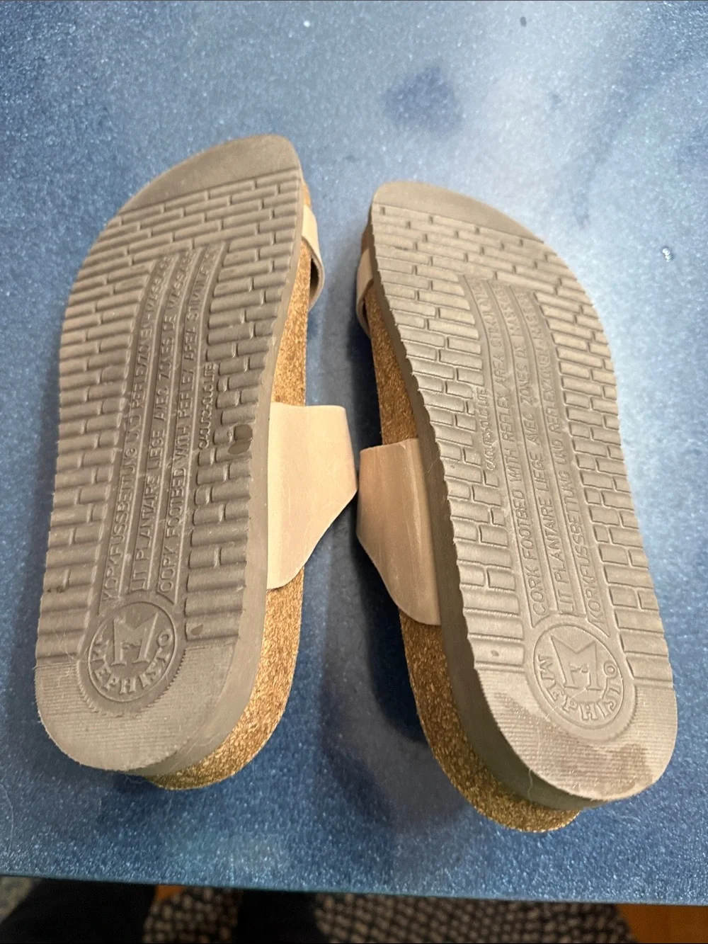Mephisto Women's Tan Suede Laser-Cut Toe-Post Sandals